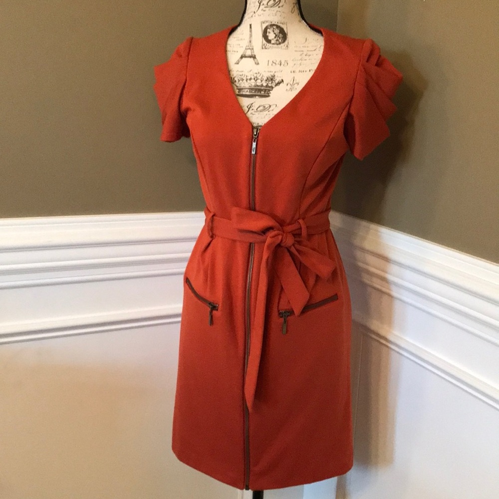 Jessica Simpson burnt orange dress